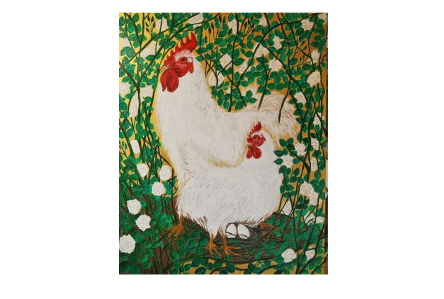 가시밭길에서도 늠름한 닭