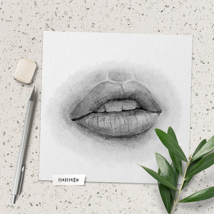 (디지털)연필로 그린 입 그림