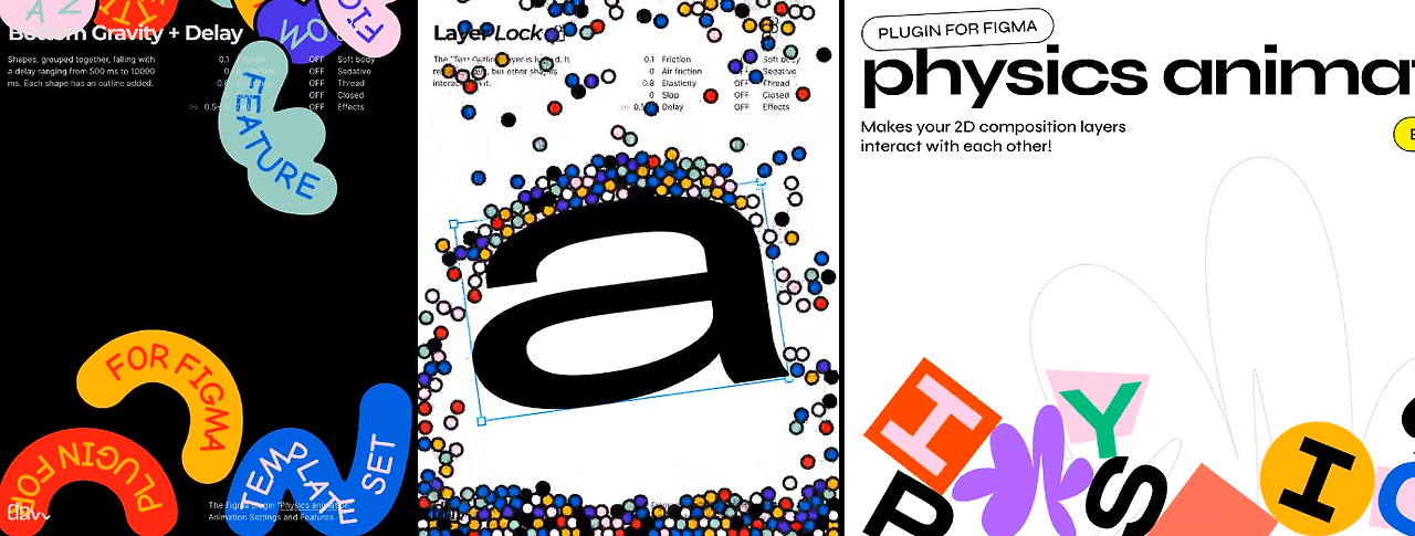 Figma plug-in 개발사 'davv studio'의 'physics_animation' 플러그인