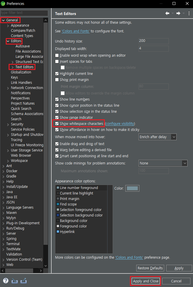  eclipse space tab enter 