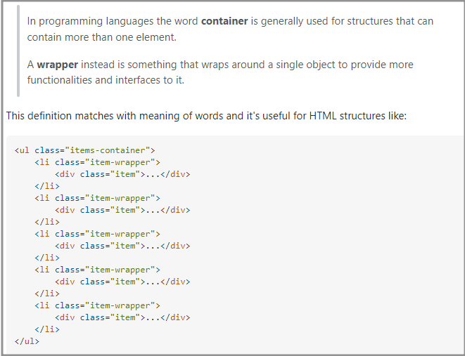클래스 이름 container? wrapper?