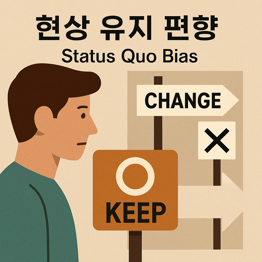 현상 유지 편향 일러스트