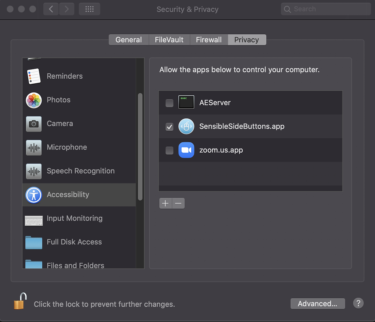 sensiblesidebuttons config