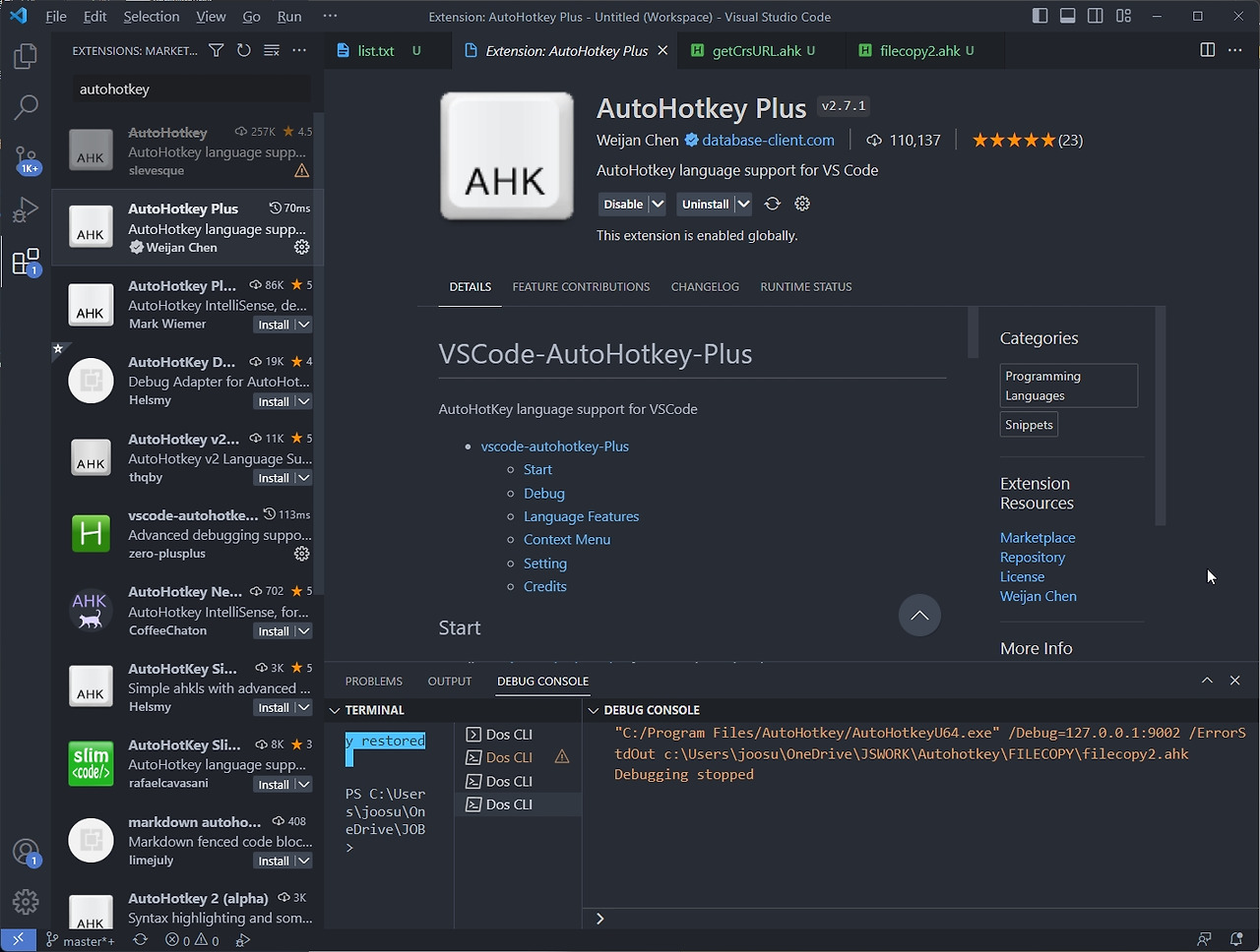  autohotkey vscode 