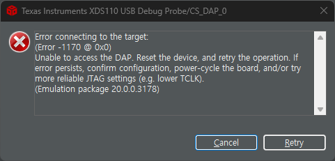 Error connecting to the target