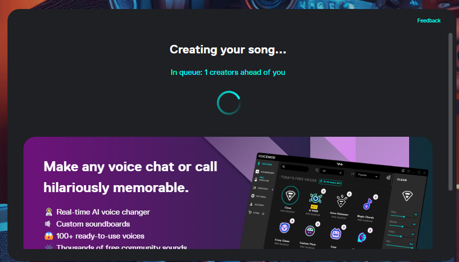 내가 만든 가사를 가지고 AI 뮤지션으로 음악 만들기 | VoiceMod 6 ywAAAAAAQABAAACAUwAOw==