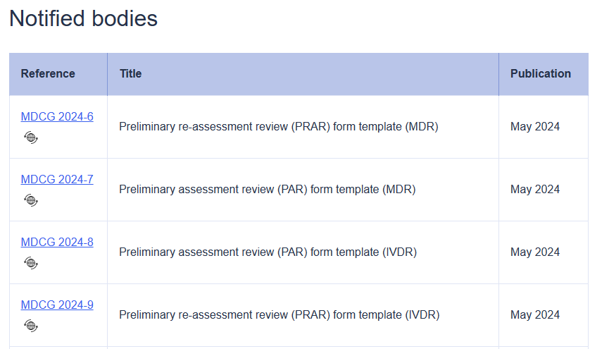 [CE, EU] Preliminary (re)assessment review form template (MDR / IVDR)