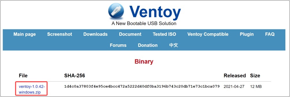 Ventoy 1.0.94 instaling