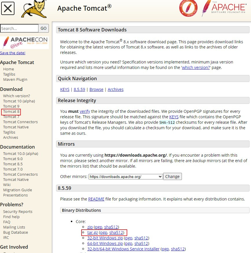 apache tomcat 8 tar.gz