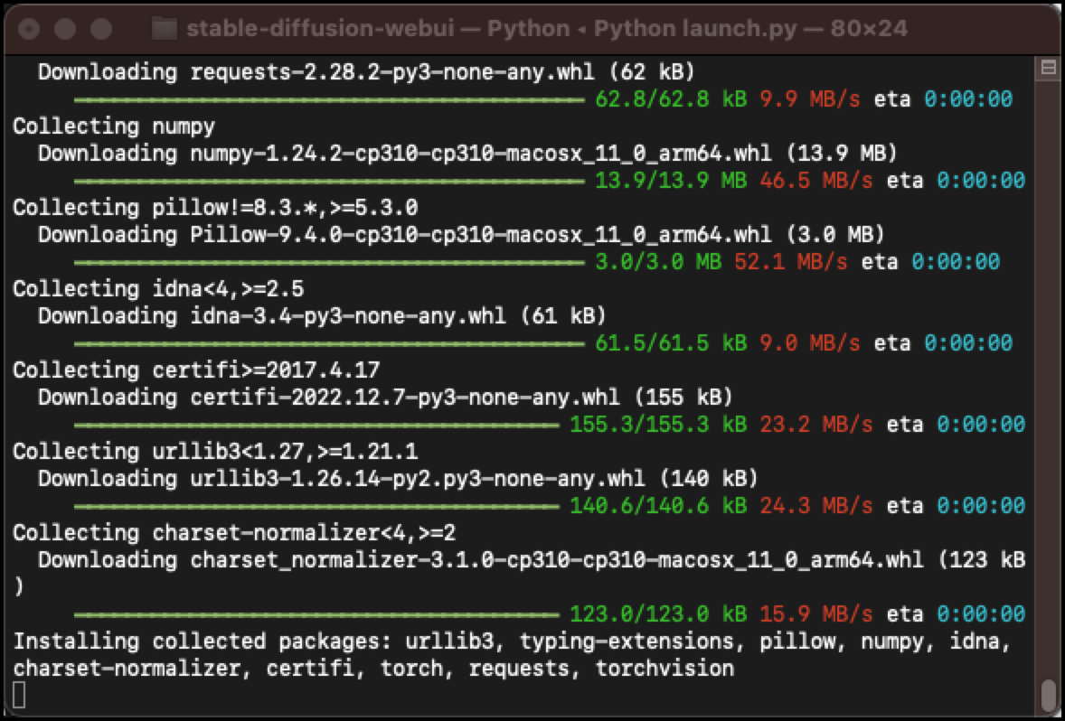 MacOS(m1, m2) Stable Diffusion WebUI 설치 및 사용법 5 webui 실행되는 화면