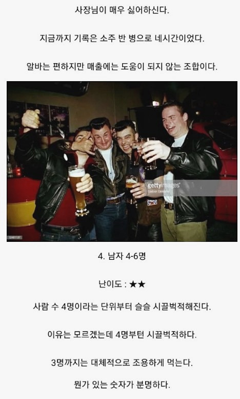 술집알바 손님 난이도