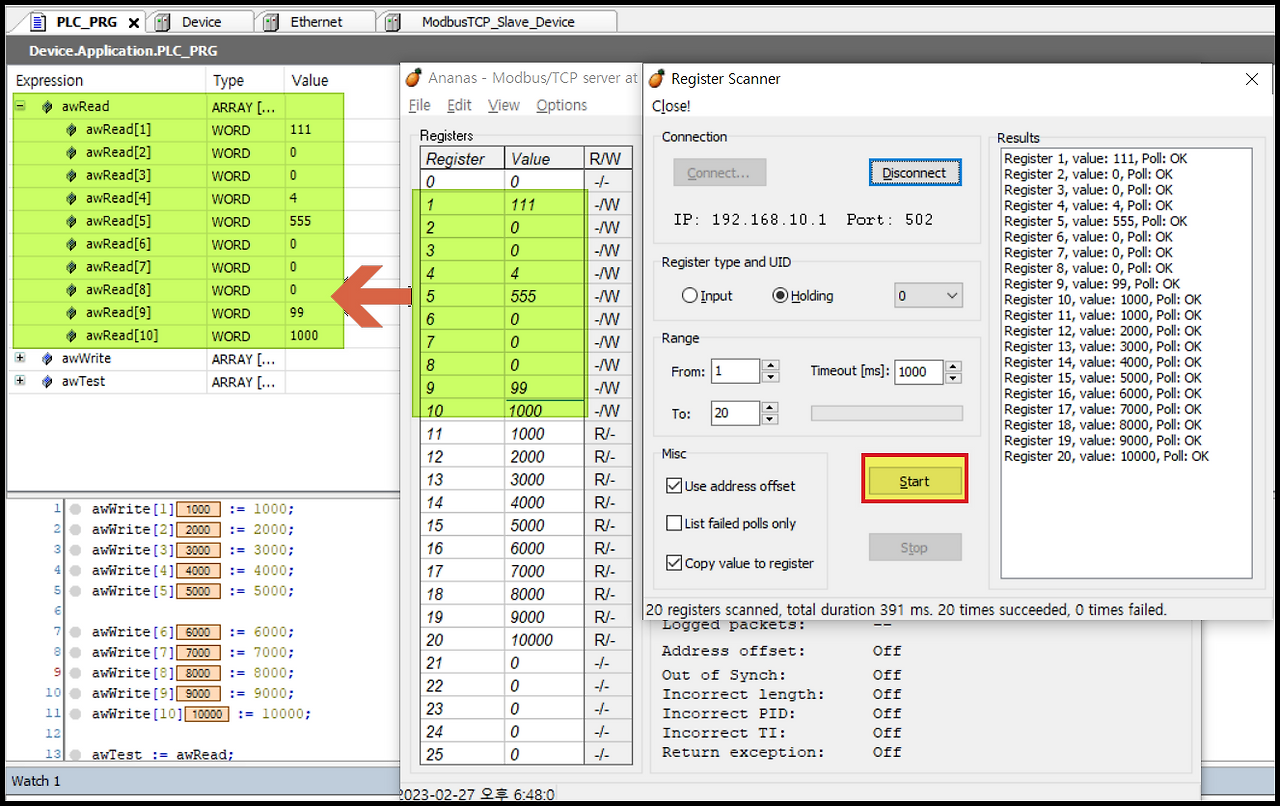 Modbus TCP 무료 시뮬레이터 - Annas64 (Free ModbusTCP simulator)