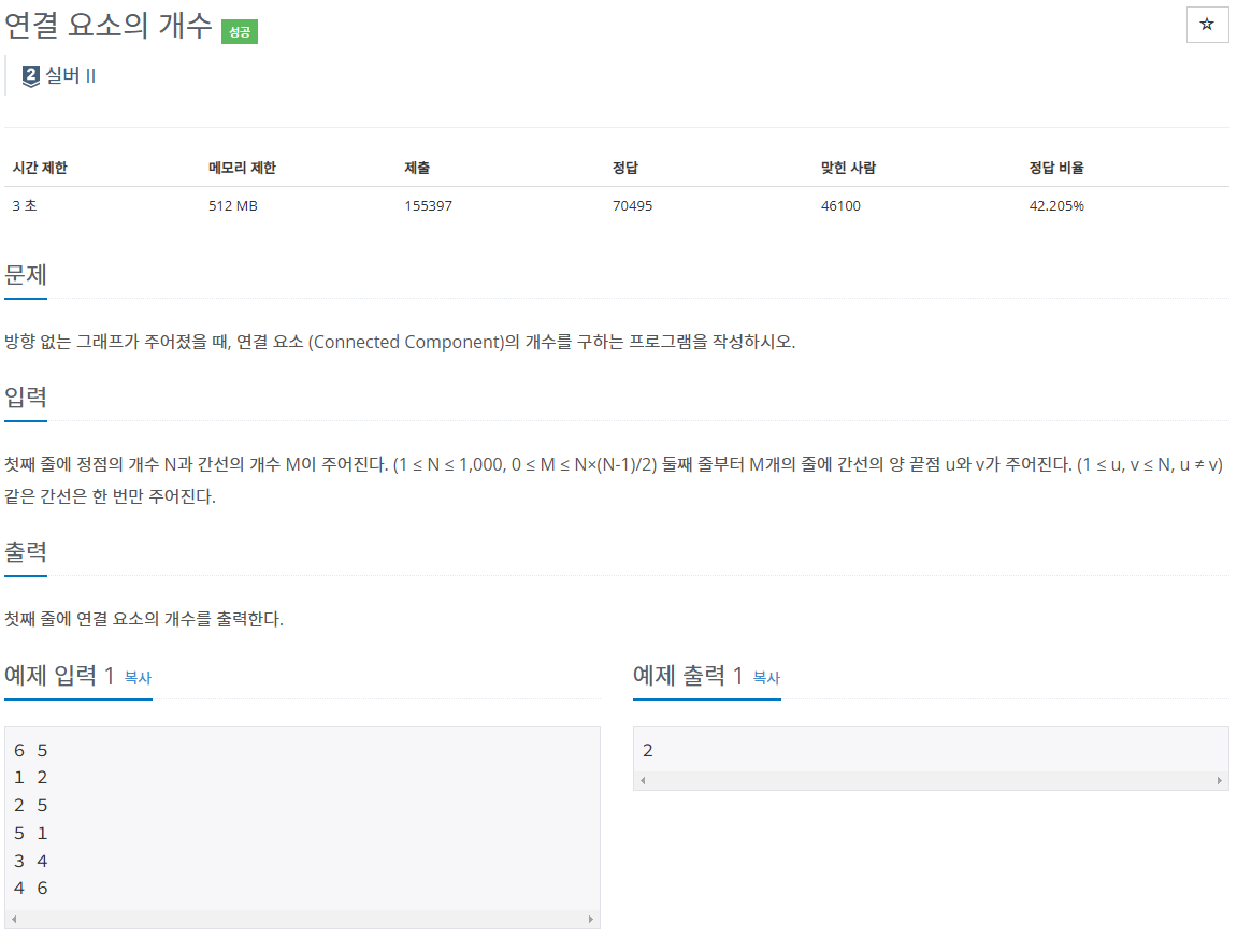 Baekjoon 11724 | 연결요소의 개수 (Python)