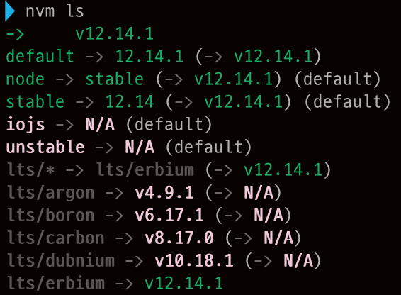 nvm use node version