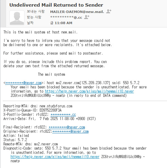  undelivered mail returned to sender 