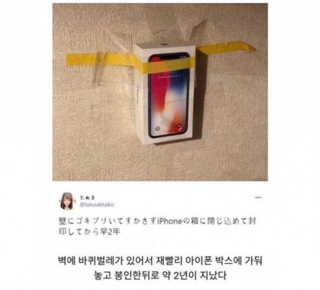 한 일본인이 아이폰 상자에 봉인해놓은 것