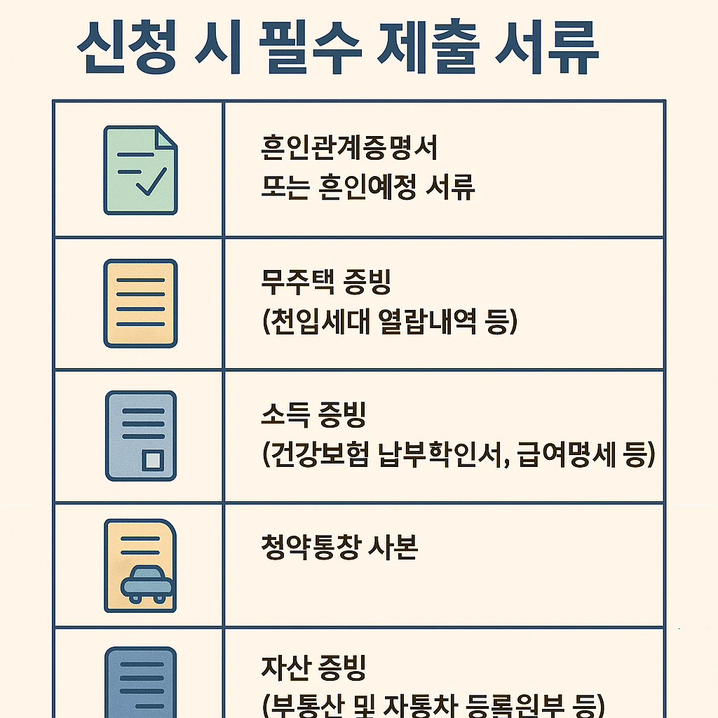 신혼부부 특별공급 신청에 필요한 서류 리스트 인포그래픽
