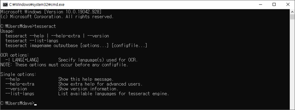 Tesseract OCR 사용하기 (with python on Windows)