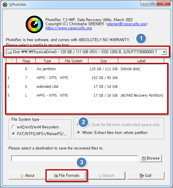 testdisk restore partition