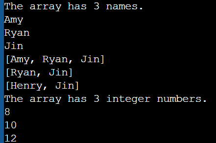 [Java Examples] Array Lists, 어레이 리스트 예제코드 및 설명
