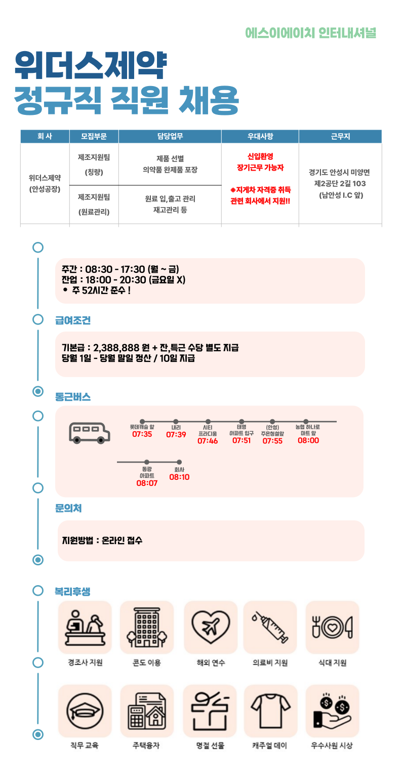 [(주)에스이에이치인터내셔널] [코스닥/정규직] 제약회사 원료관리부/칭량부 직원채용 - 사람인