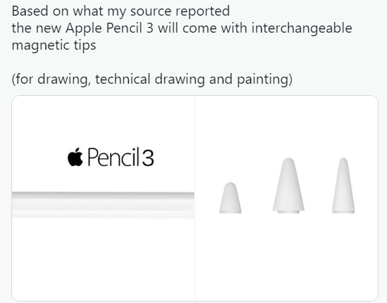 Apple Pencil 3 누출로 인해 교체 가능한 자석 팁 곧 출시 예정 2 ywAAAAAAQABAAACAUwAOw==
