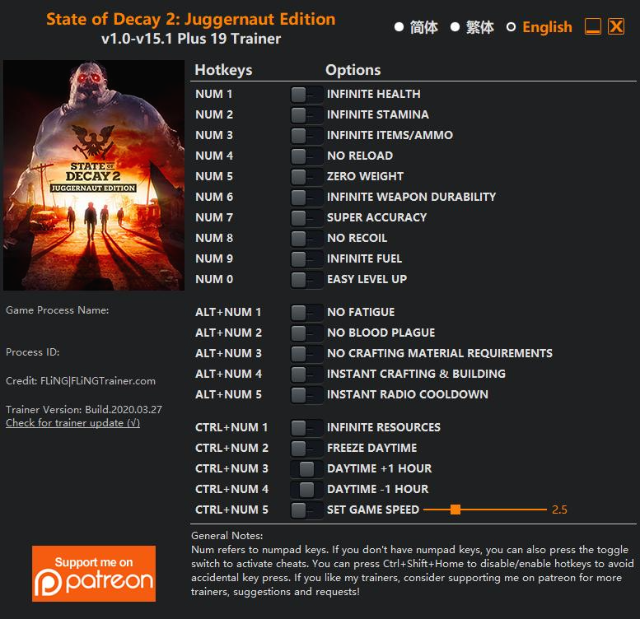 state of decay 2 trainer v1.3