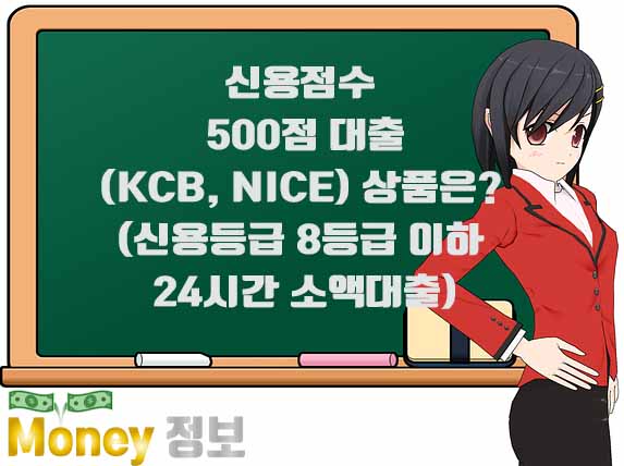 신용점수 500점 대출(KCB, NICE) 상품은? (신용등급 8등급 이하 24시간 소액대출) 알아보시죠.