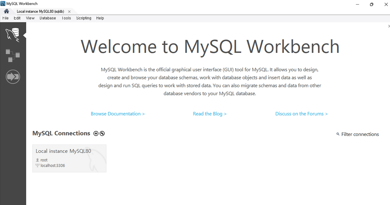 [데이터베이스 (SQL) - MySQL Workbench 접속 장면 알아보기]