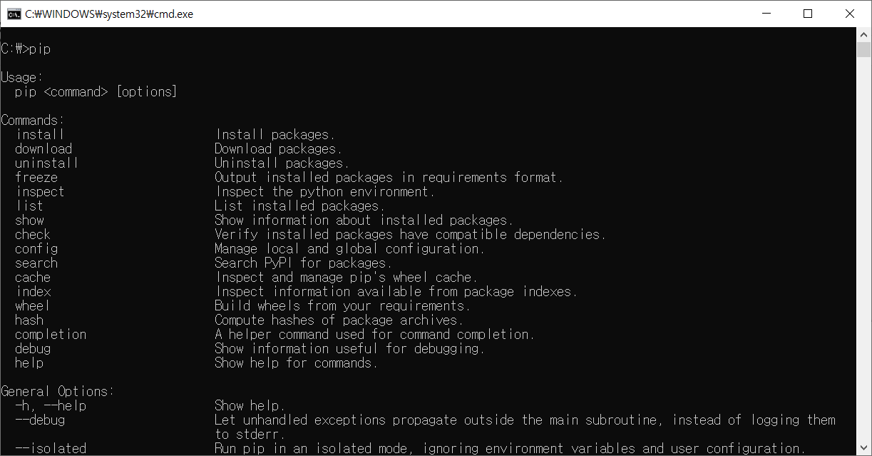 Cmd pip install 