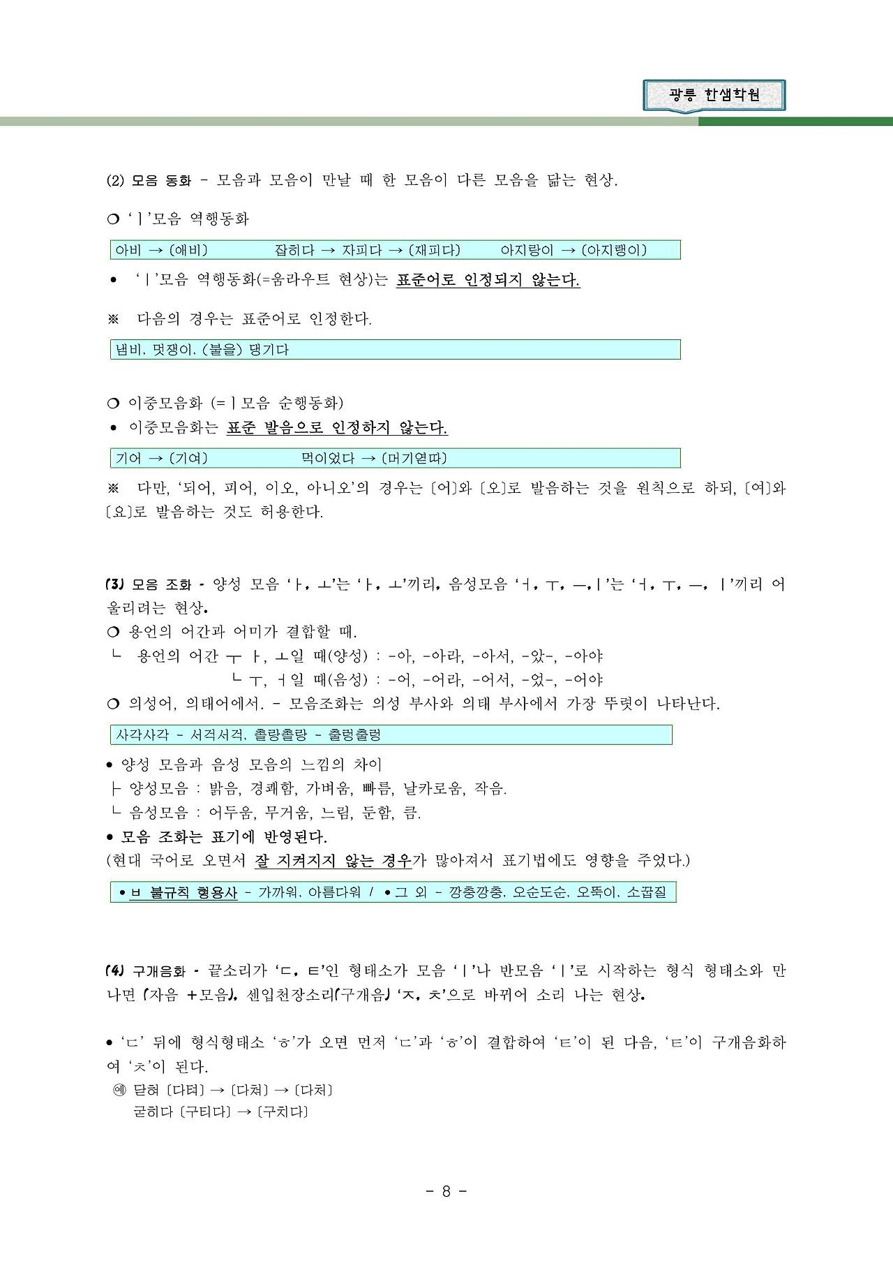 국어 문법 정리 : 음운의 변동(비음, 유음, 구개음, 비음화, 유음화, 개구음화, 경음화, 음절의 끝소리 규칙, 자음군 단순화 ...