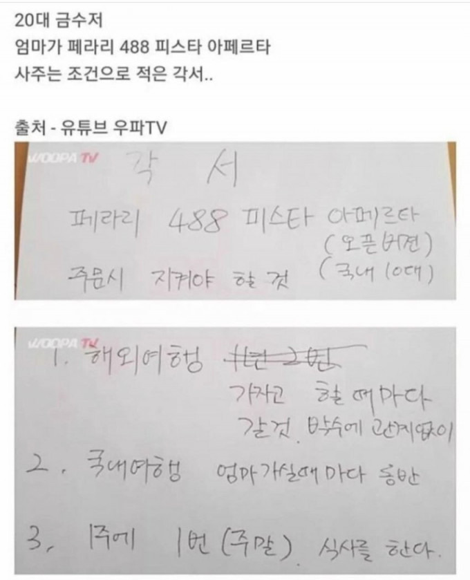 금수저 엄마가 페라리 사주는 조건으로 쓴 각서