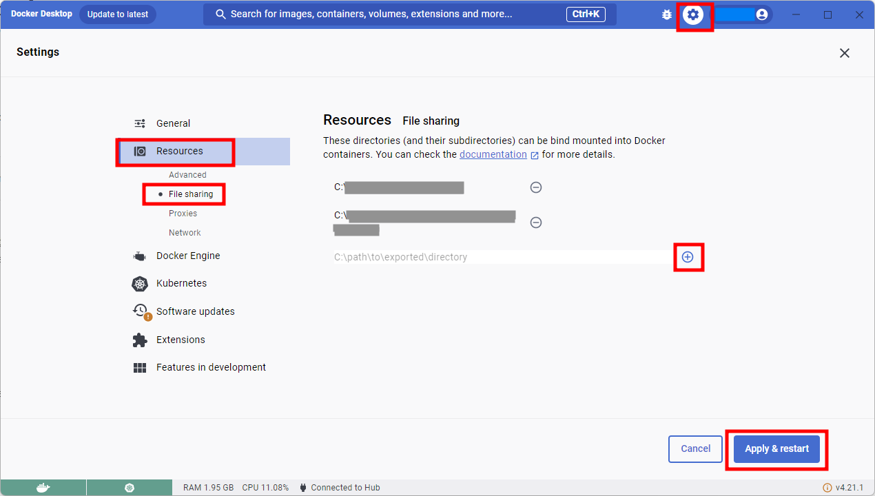  docker error response from daemon user declined directory sharing