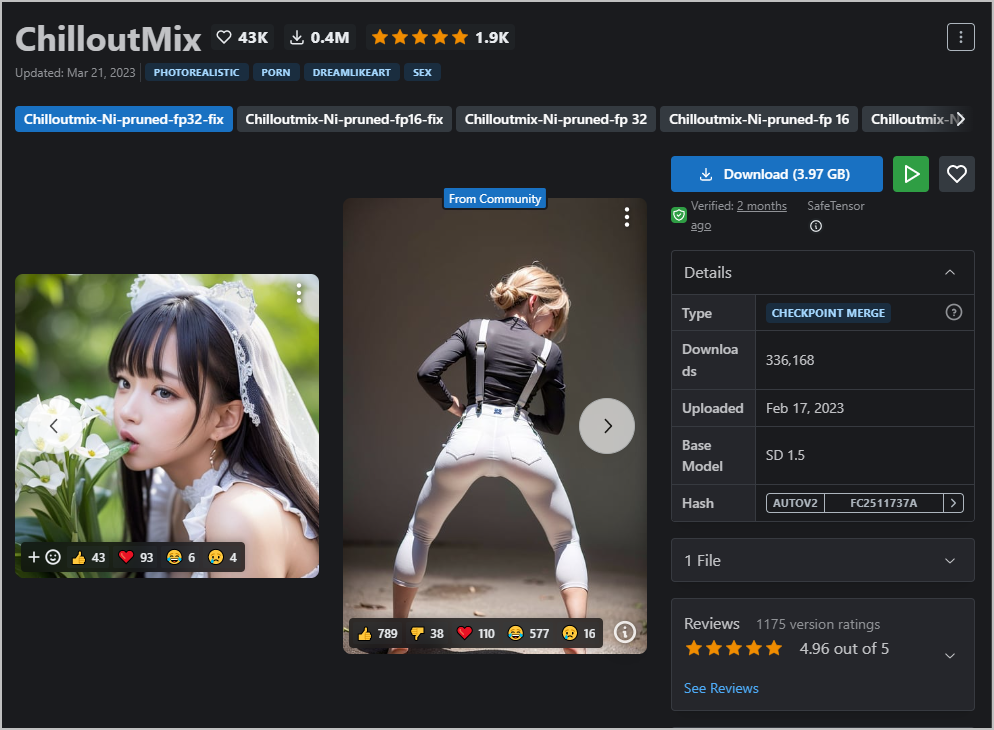 스테이블 디퓨전 AI 실사 만들기 모델 3가지 추천(Stable diffusion 사용법) 1 칠아웃믹스