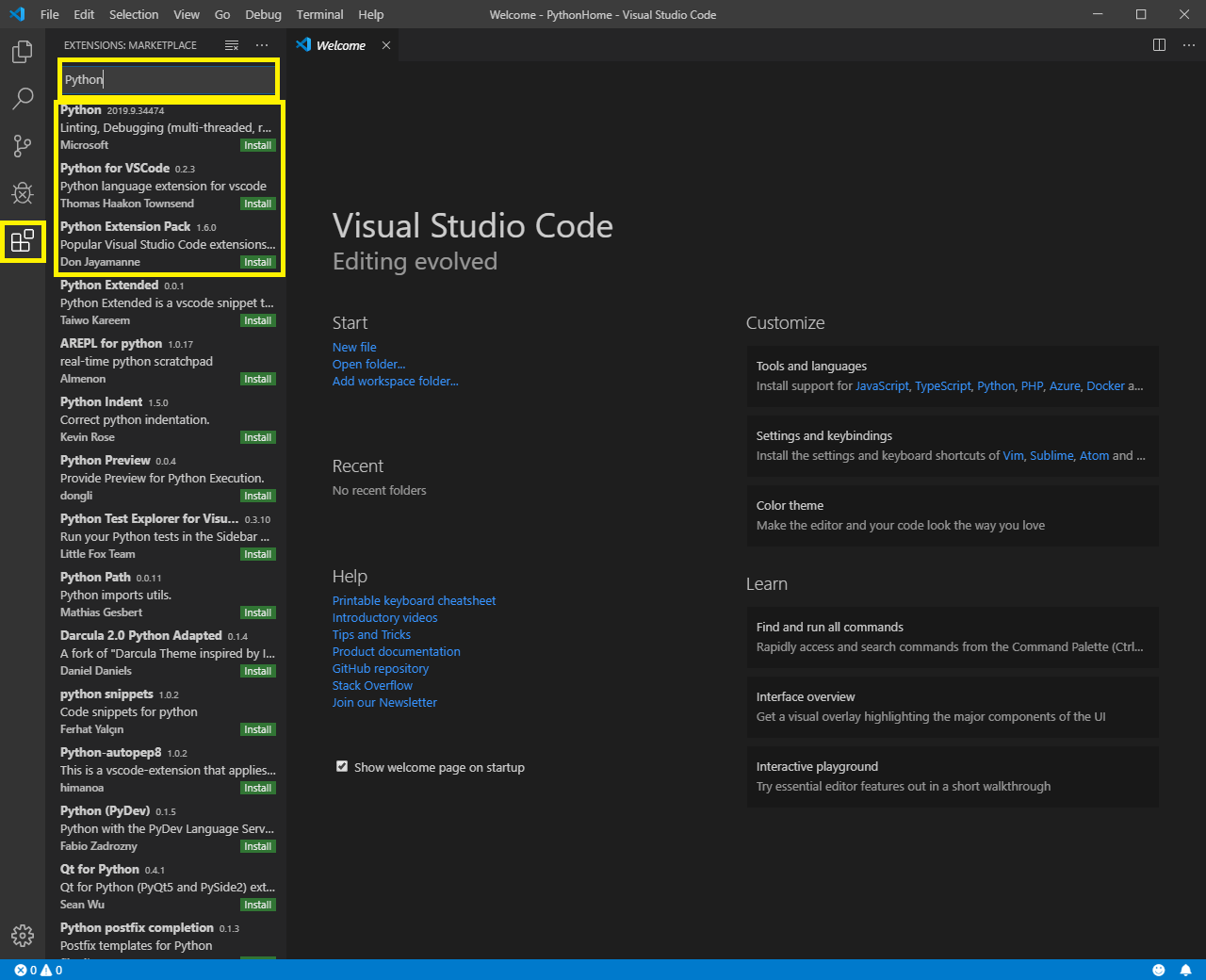 python with visual studio code