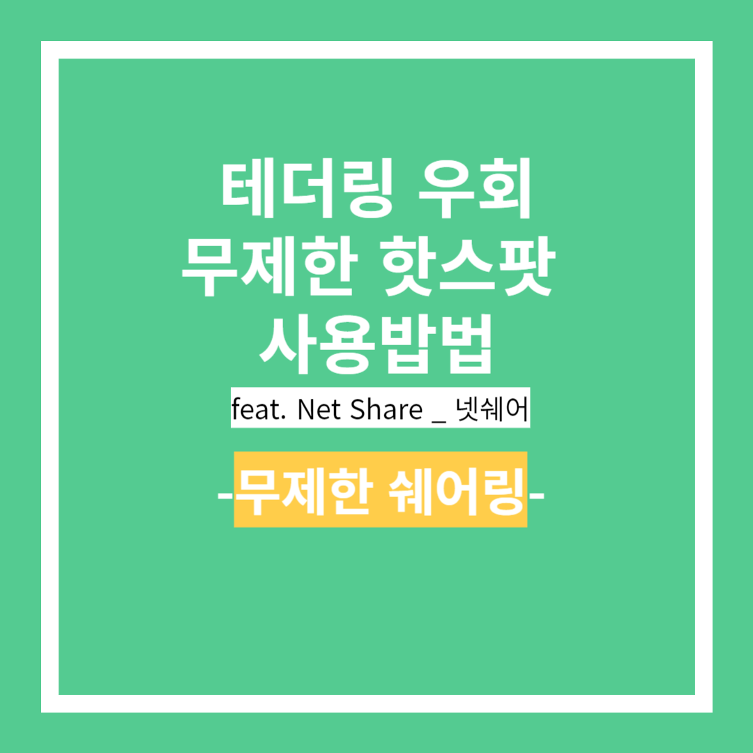 테더링 뜻 무제한 핫스팟 우회 제한 쉐어링 방법 (Feat. Netshare _ 넷쉐어)