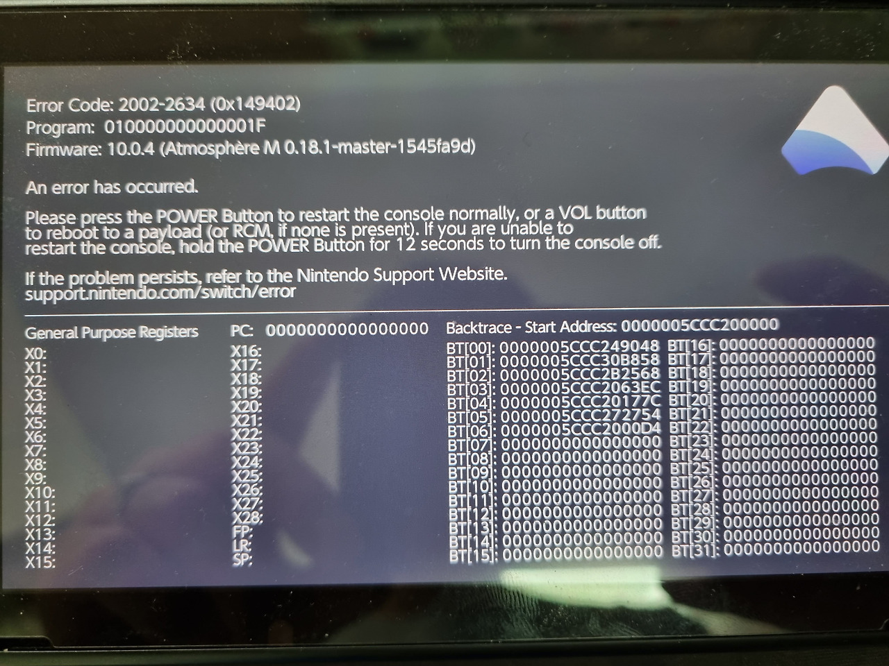 Ошибка 2002 2634 nintendo switch