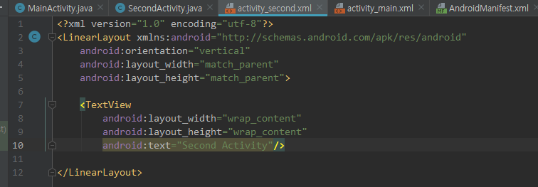 android studio intent to another activity