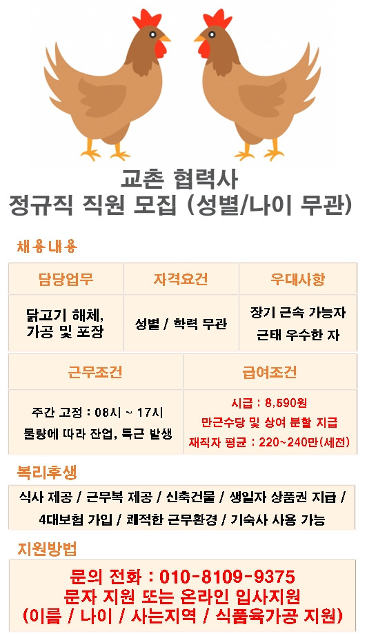 [(주)인풍코리아] 교촌협력사 식품 육가공 채용/기숙사 운영/40~60대우대/ F비자ok - 사람인