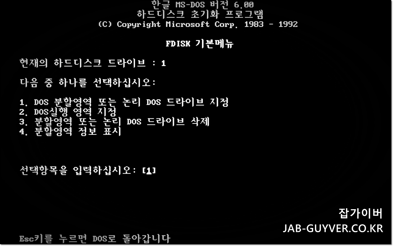 MS DOS 설치 - 윈도우 도스 6.0 실행방법 - 명령어 40개 모음