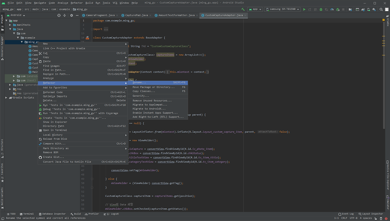 android studio beta refactor fail