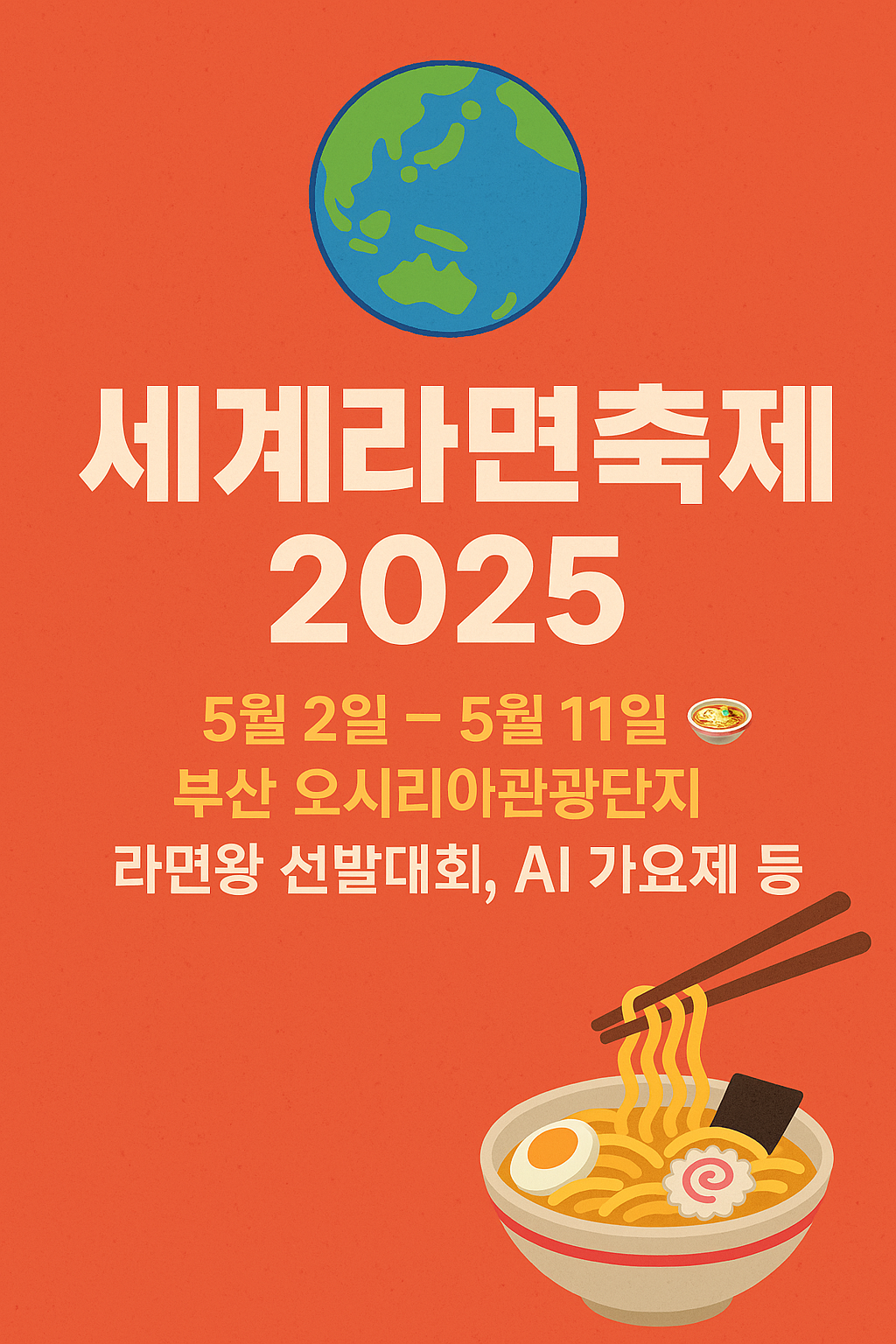 세계라면축제 2025 주요 프로그램 안내 - 라면왕 선발대회, AI 가요제, 라면파이터