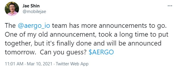 AERGO 아르고 호재발표 라는데..