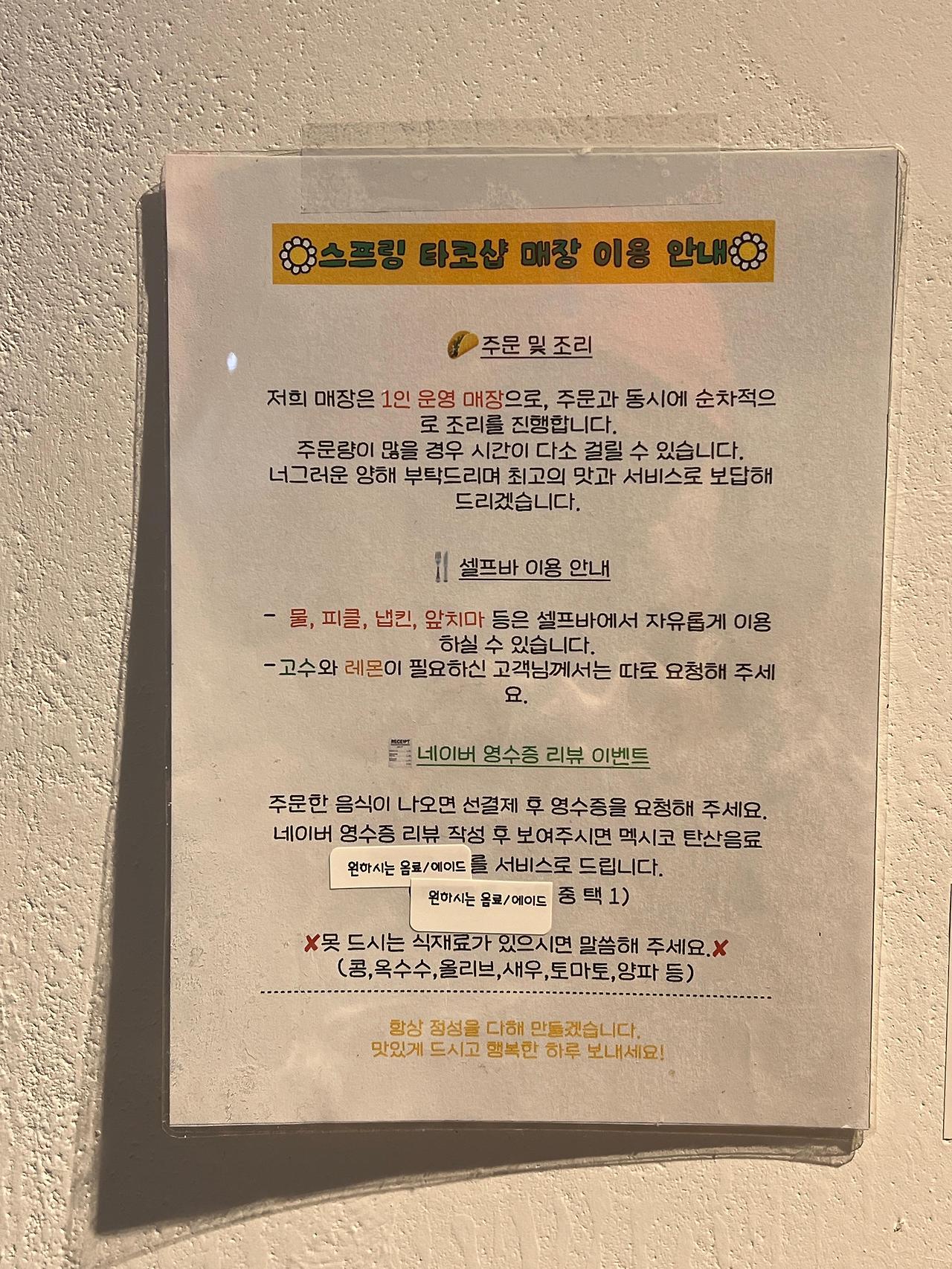 대전 스프링타코샵 재방문 후기 (롯백 뒤, 주차 X)