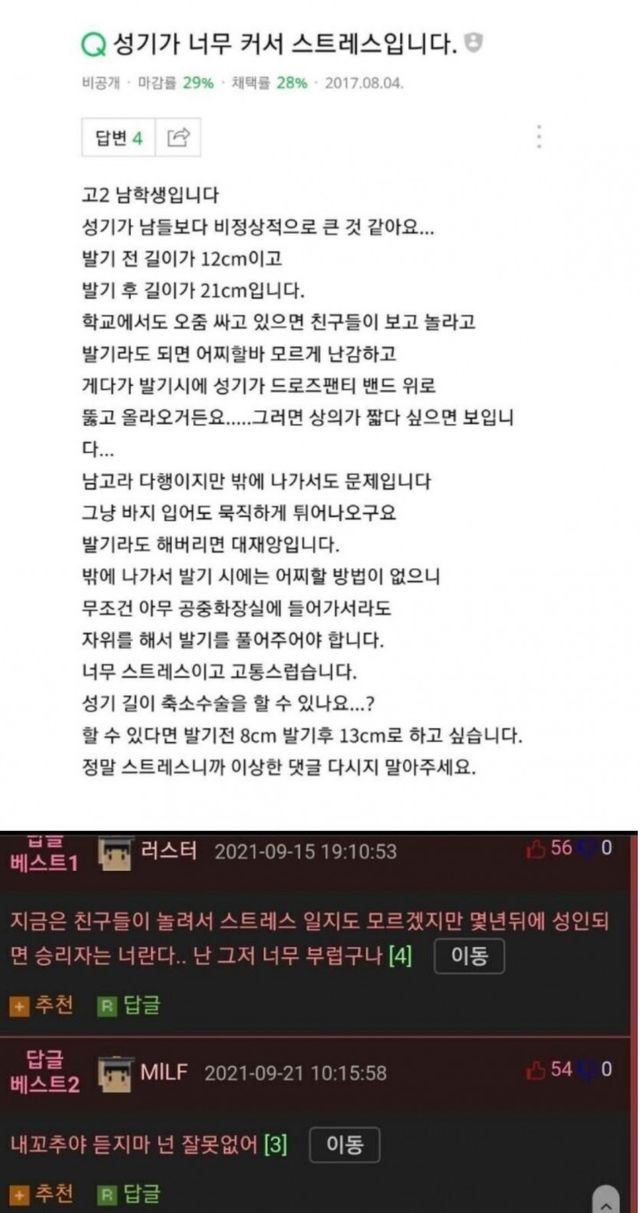 21cm라서 스트레스라는 남고딩