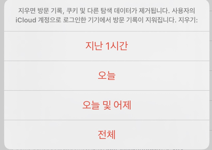 아이폰 사파리 책갈피 및 방문기록 자동완성 삭제 방법
