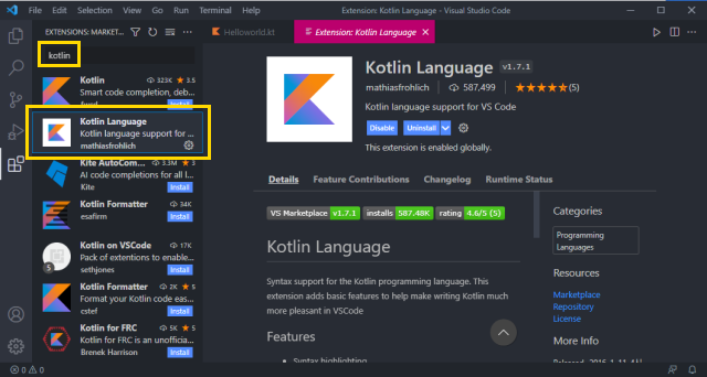 Visual studio code kotlin настройка