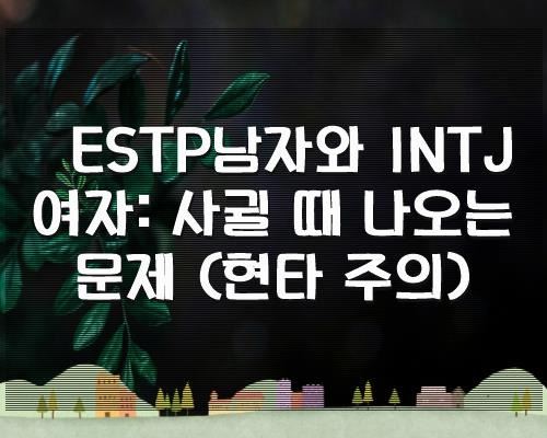 ESTP남자와 INTJ여자: 사귈 때 나오는 문제 (현타 주의)