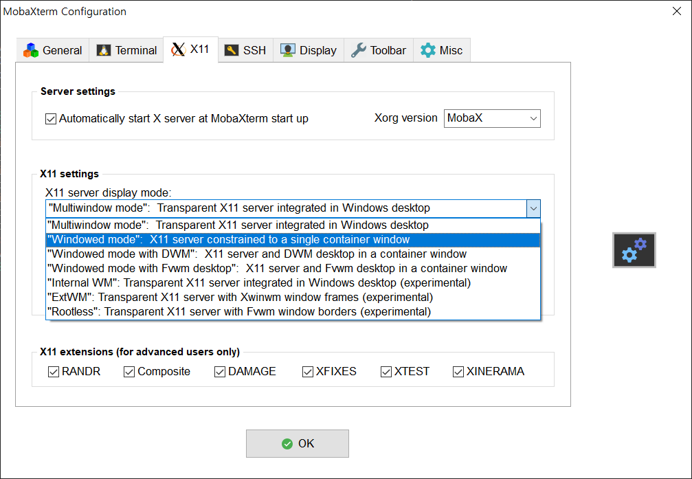 mobaxterm x server