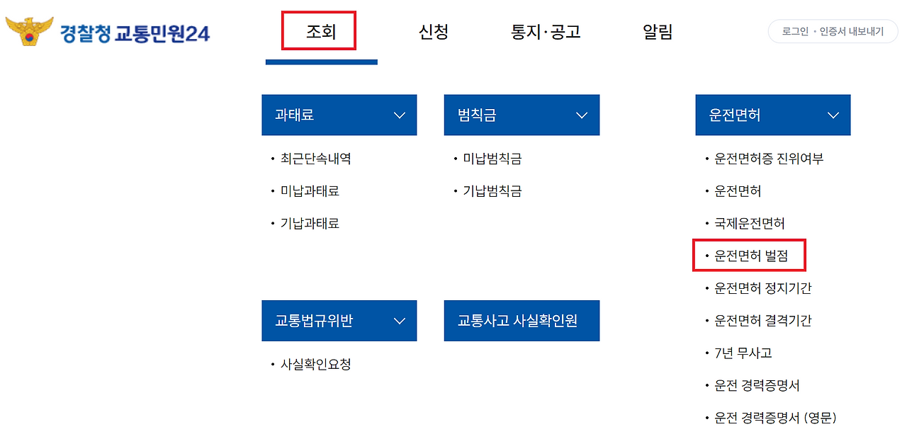 운전면허 처분벌점 및 면허벌점 조회 4가지 방법